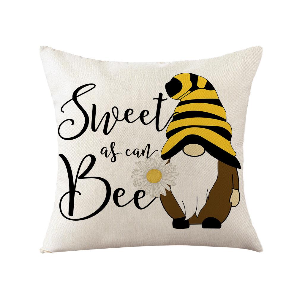 Sunflower Pillow Cover Cartoon Bee Print Polyester Home Cushion Cover Nordic Sofa Cushion Cover