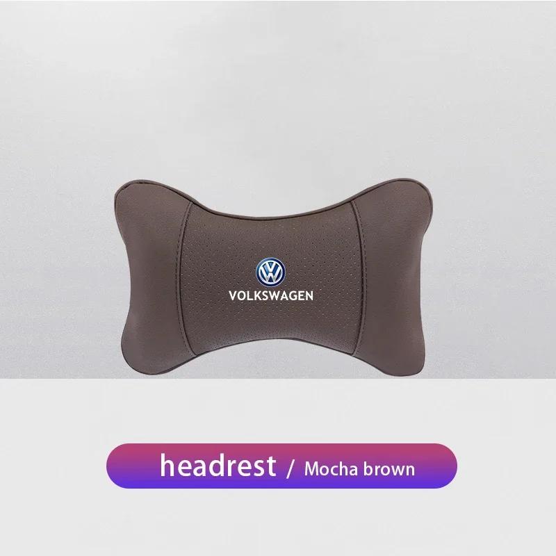1Pcs Car Seat Headrest Auto Logo Neck Head Pillow Tools For VW R Line GTI Atlas Jetta Touareg Variant Golf Polo Taos PassatAL6