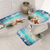 4Pcs Tropical Seashells Shower Curtain Set with Non-Slip Bath Mat, Toilet Lid Cover, Contour Rug & 12 Hooks, Bathroom Decor