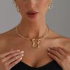 Metal Sense 1 Character Pendant Collar Irregular Heavy Industry Design Sense Collarbone Necklace Set