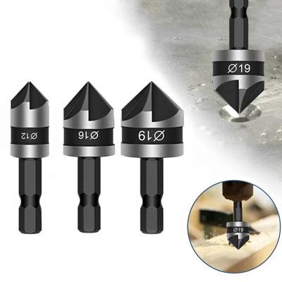 3pcs 1/4 Inch Hex Shank Drill Bit,Chamfer 90°,Woodworking Chamfer Counter Sink Chamfering Debur Countersink