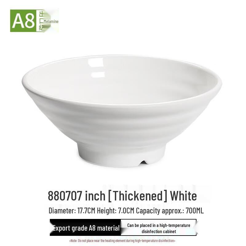 HANDUNYOU 7-inch White Imitation Porcelain Soup Bowls (10-Pack)