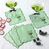 12 Pcs Martini Cocktail Napk Cloth Scalloped Embroidery a Tini Bit Older Party Supplies 6"x6" Washable Polyester Satin Cloth for Martini Cocktail