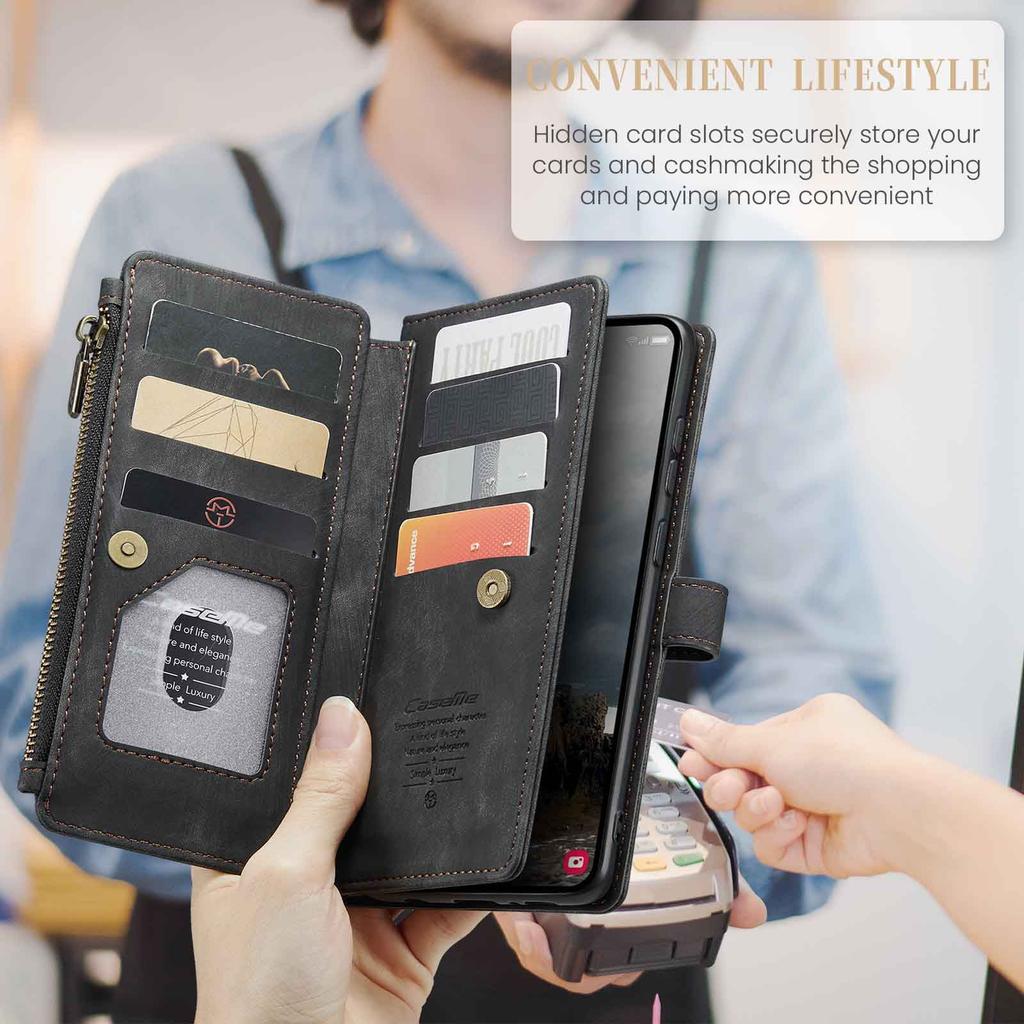 For Samsung Galaxy A55 A35 A25 5G (2025) Wallet Case, Durable PU Leather Magnetic Flip Strap Wristlet Zipper Card Holder Cover