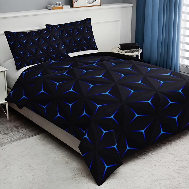 Fashion Blue Argyle Print Duvet Cover Set Soft And Skin-friendly Bedding Set For Bedroom Guest Room