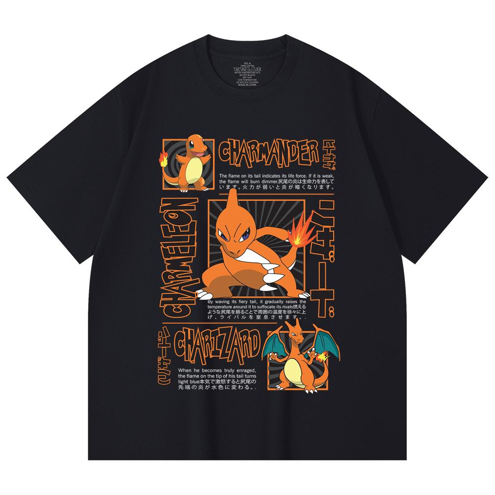 230 Gsm 100% Cotton Pokemon V5 Charmander Print Unisex Heavy Cotton T Shirt