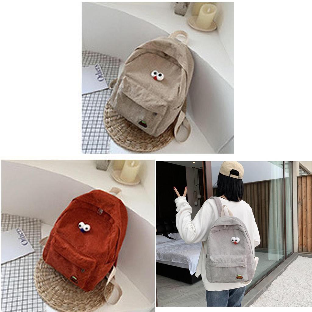 Corduroy Student Backpack With Ergonomic Shoulder Straps For School And Campus Use