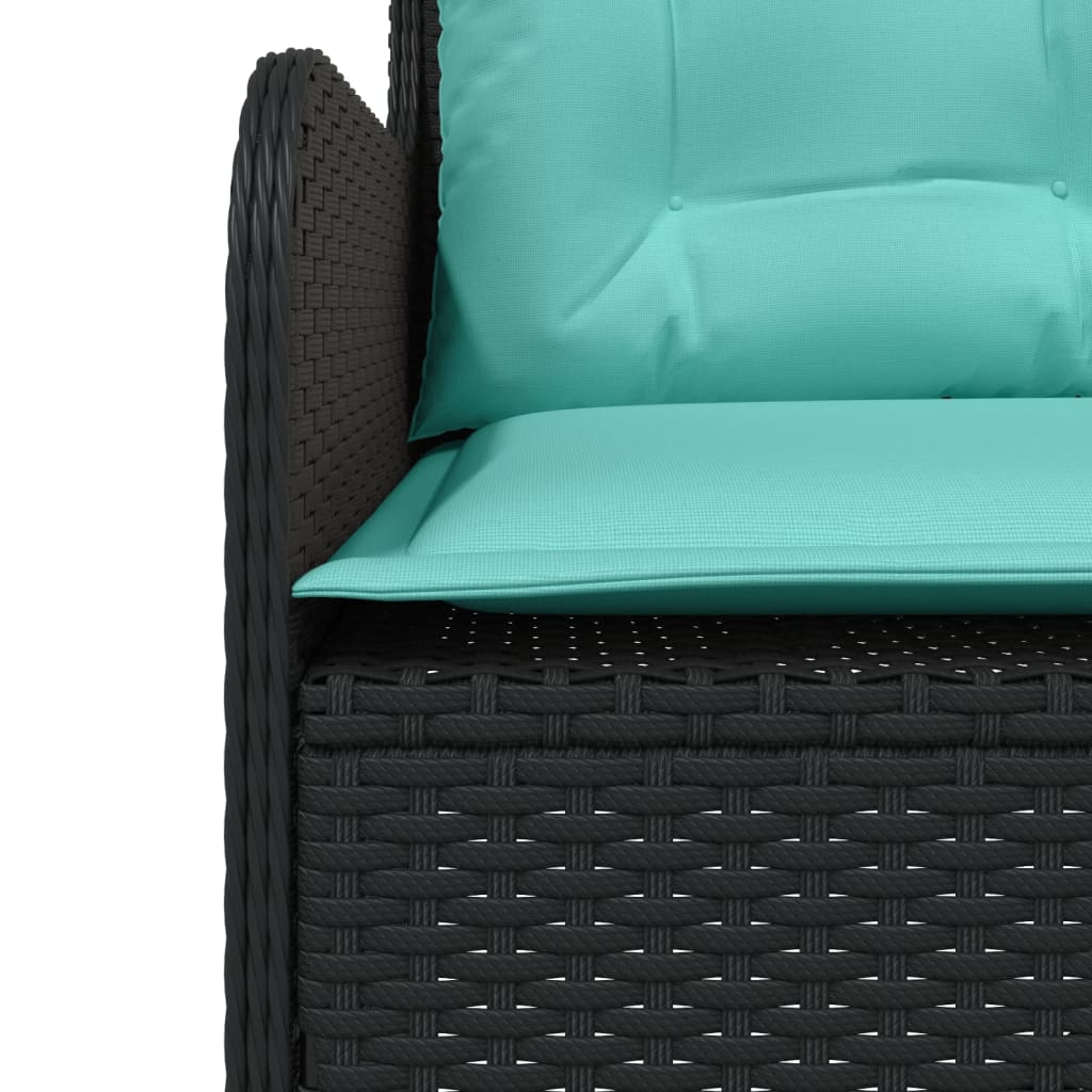 L Shaped Garden Sofa with Cushions Black Poly Rattan