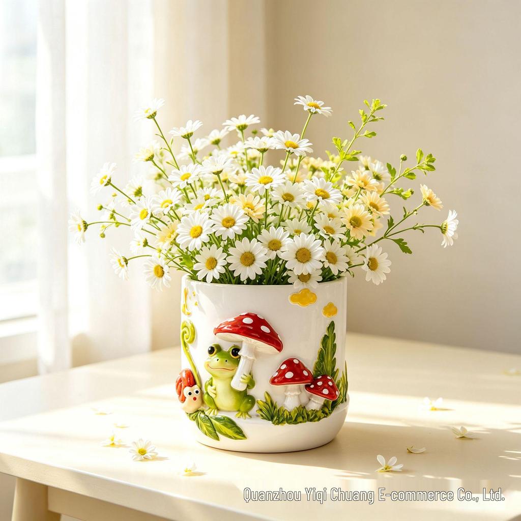 American Style Mushroom Frog Resin Vase - Outdoor Garden & Windowsill Flower Pot Home Decor