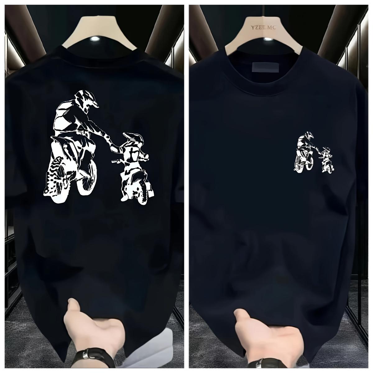 

Men s Women s Cotton Casual Short Sleeved T-shirt with Motorcycle Pattern Printed Breathable Summer Casual Fashion T-shirt S