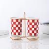Checkerboard Ceramic Chopsticks Holder Drain Rack Chopsticks Basket Chopsticks Box Cutlery Box Storage Rack Wall-mounted Shelf