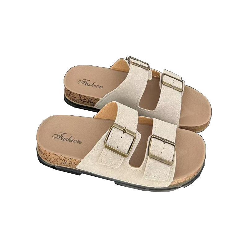 Fashion 2025 Comfortable Women's Cork Sandals Summer Outdoor Slippers Thick Bottom Beach Slippers