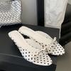 With Skirts, Thin Heels, Small Sandals, Women's Summer Wear 2025 New Fashion Polka Dot Kitten and Cool Slippers, One-word Slippers