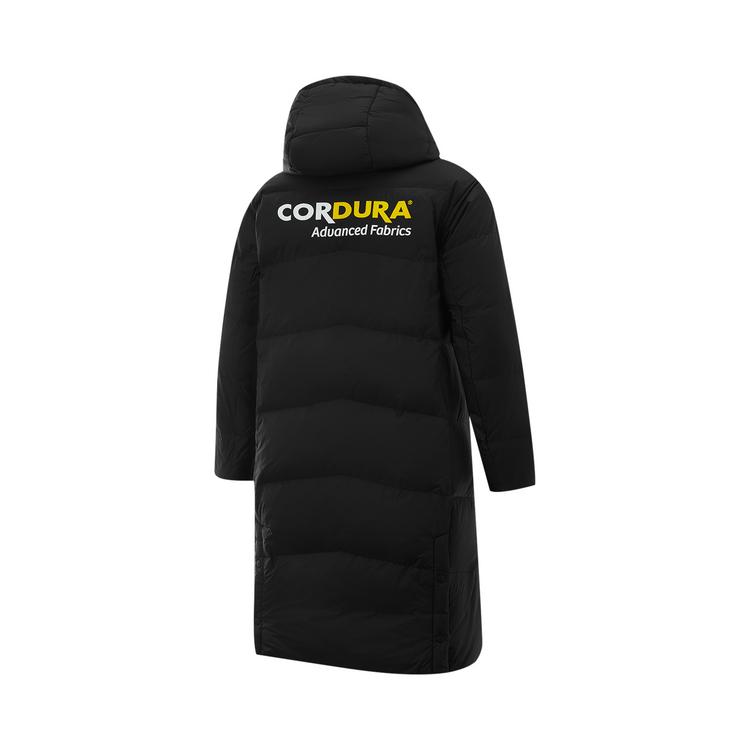 Li Ning Hot Pot Down Jacket Series Zipper Logo Hooded Long Sleeve Down Coat Men Outerwear Standard-Black AYMU477-1