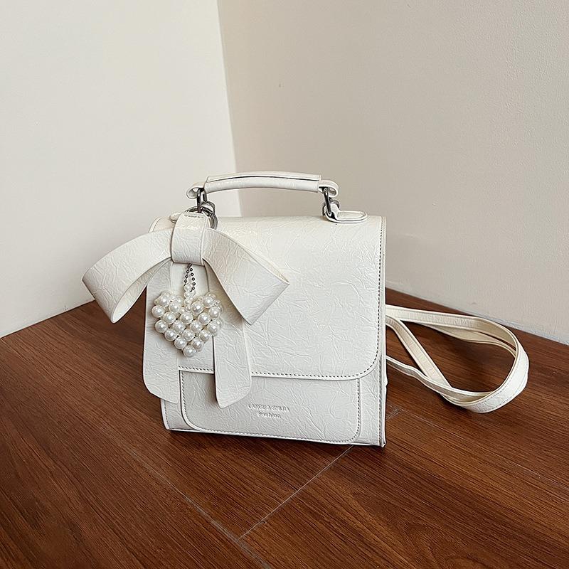 

College students versatile bow niche backpack bag women s summer new fashion messenger small square bag білий
