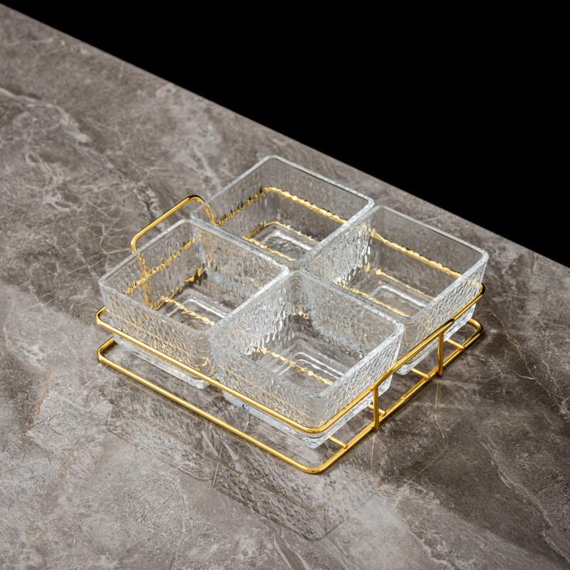 Acrylic 4-Compartment Fruit Plate Set