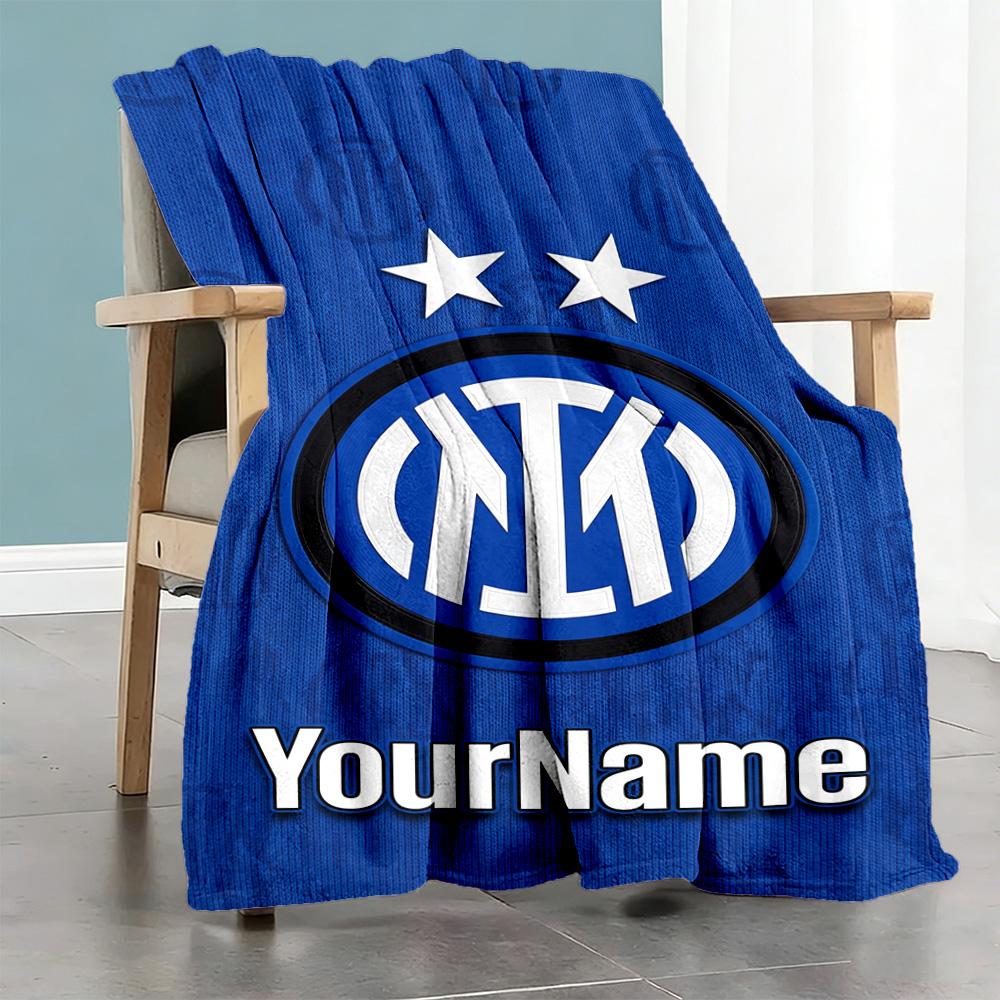 Inter Milan Personalized Name Blanket Throw Personalized Blanket Comfortable for Bed Livingroom Office Sofa Ideal for All Seasons