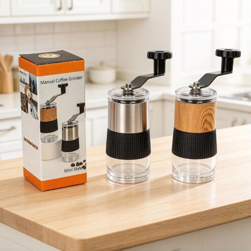 1 Set râșniță manuală de cafea Portabilă cu manivelă Măcinător boabe de cafea Reglabil Granulație Oțel inoxidabil Pentru acasă Călătorie Camping