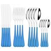 4pcs/16pcs Stainless Steel Blue Dinnerware Cutlery Set Mirror Polished Flaware Set Tableware Dinner Fork Spoon Knife Set