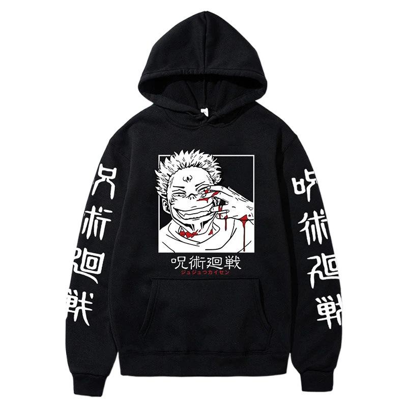 Jujutsu Kaisen Graphic Printing Sweatshirts Autumn Winter Fleece Streetwear