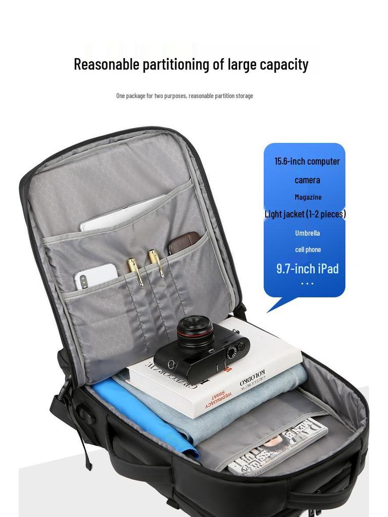 Herren Business-Reiserucksack - High-End, Großvolumig, Wasserdicht, Modische Computer- und Umhängetasche.