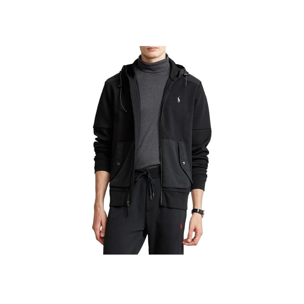 Polo Ralph Lauren FW22 Solid Color Logo Embroidered Zip-Up Hooded Long Sleeve Jacket Men Jackets Black MNPOKNI16822460-001