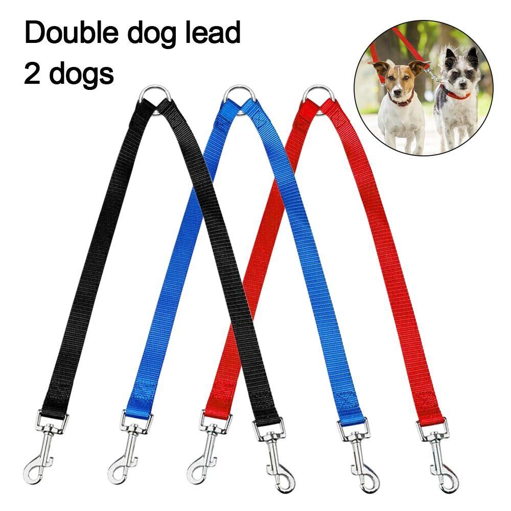 Starkes Nylon Zweirichtungsgeschirr Doppelleine Haustierleine Leine für zwei Hunde Leinenleine