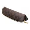 New COACH Pencil Case Iconic Coated Canvas With Smooth Leather Makeup Brush Bag Makeup Bag Small Women's Dark Brown C6333-IMAA8