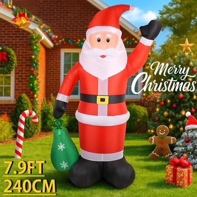 7.9FT Inflatable Toy Santa Claus Gift Bag Xmas Yard Lawn Party Decoration with LED Lights Christmas Home Supplies Ornament Gift