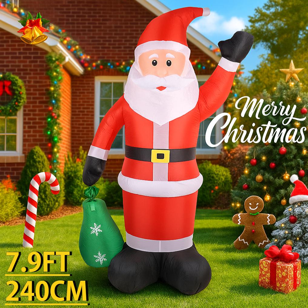 7.9FT Inflatable Toy Santa Claus Gift Bag Xmas Yard Lawn Party Decoration with LED Lights Christmas Home Supplies Ornament Gift