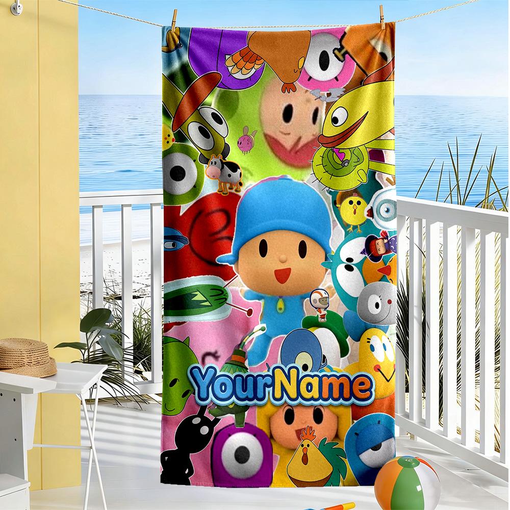 Pocoyo Customizable Name Beach Towel Super Soft & Absorbent Suitable for Swimming Gym Camping Yoga Vacation