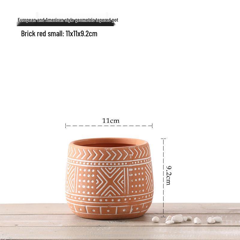 Red Clay Breathable Minimalist Terracotta Flower Pot with Feet for Succulents and Pothos - Round Design, Free Shipping