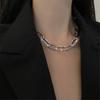 European Exaggerated Large Thick Chain Metal Decor Short Clavicle Chain Flash Spliced Sweater Chain