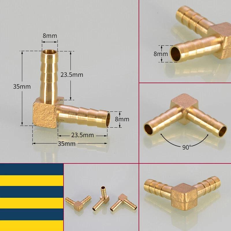 1~20pcs 90 Degree Elbow Brass Barbed Joiner Reducer Connector Pipe Hose Air Fuel Water Pipe Fitting OD 4/6/8/10/12/14/16/19mm