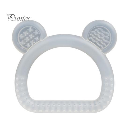 Durable Chew Toy Silicone Bear Teether for Babies, Soothing Sore Gums Baby Textured Teething Toy, Ring 6-12 Months Infants