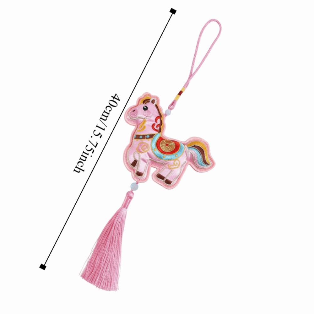 Chinese Style Pony Embroidered Pendant Tassel Spring Festival New Year Horse Pendant Keychain Funny Car Hanging Ornaments