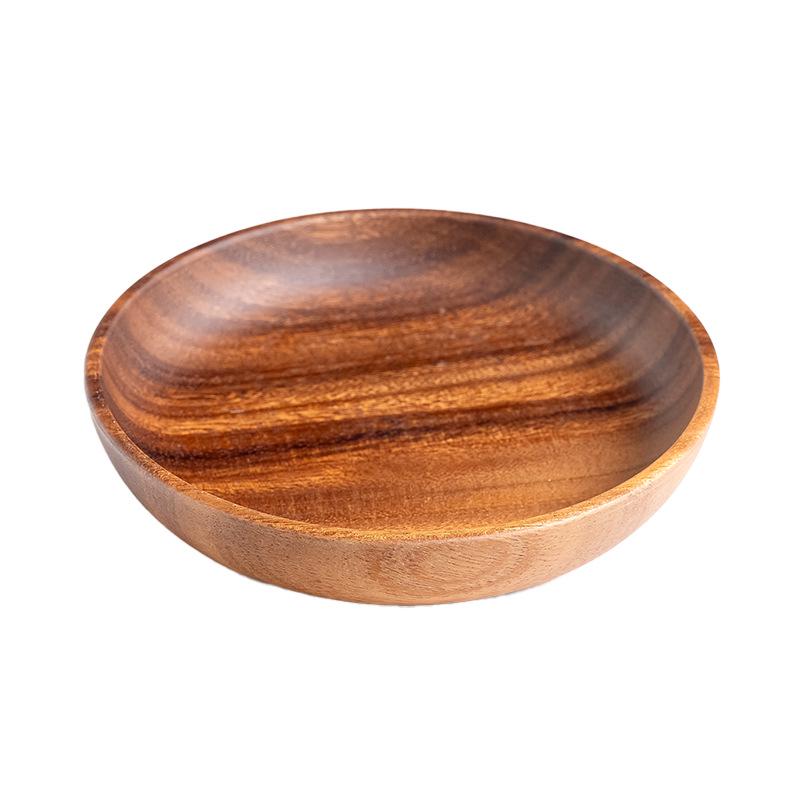Acacia Wood Round Fruit Bowl: Japanese Tray for Snacks, Dried Fruits, or Desserts