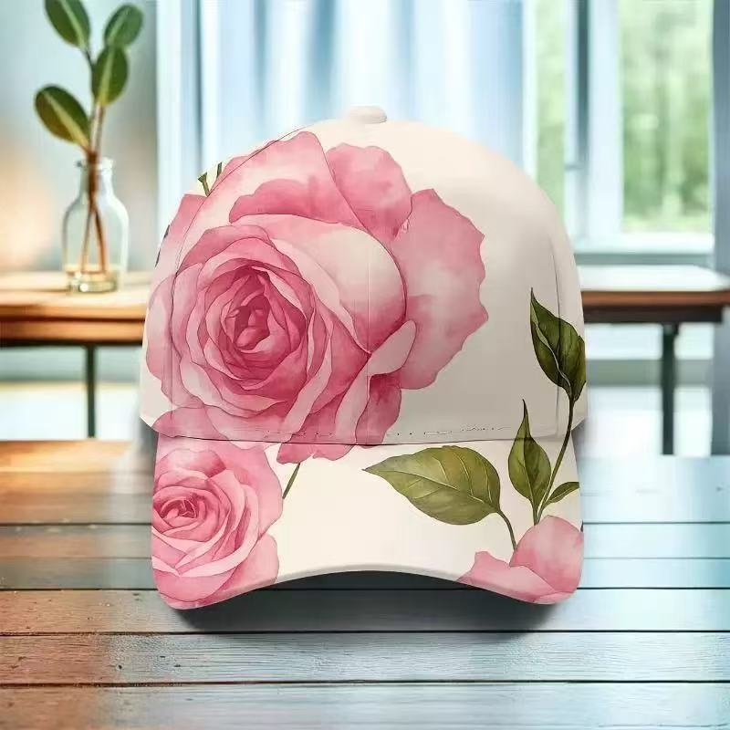 Popular D Digital Printed Baseball Cap Outdoor Flower Sun Cap D Printed Peaked Cap Flower Baseball Cap