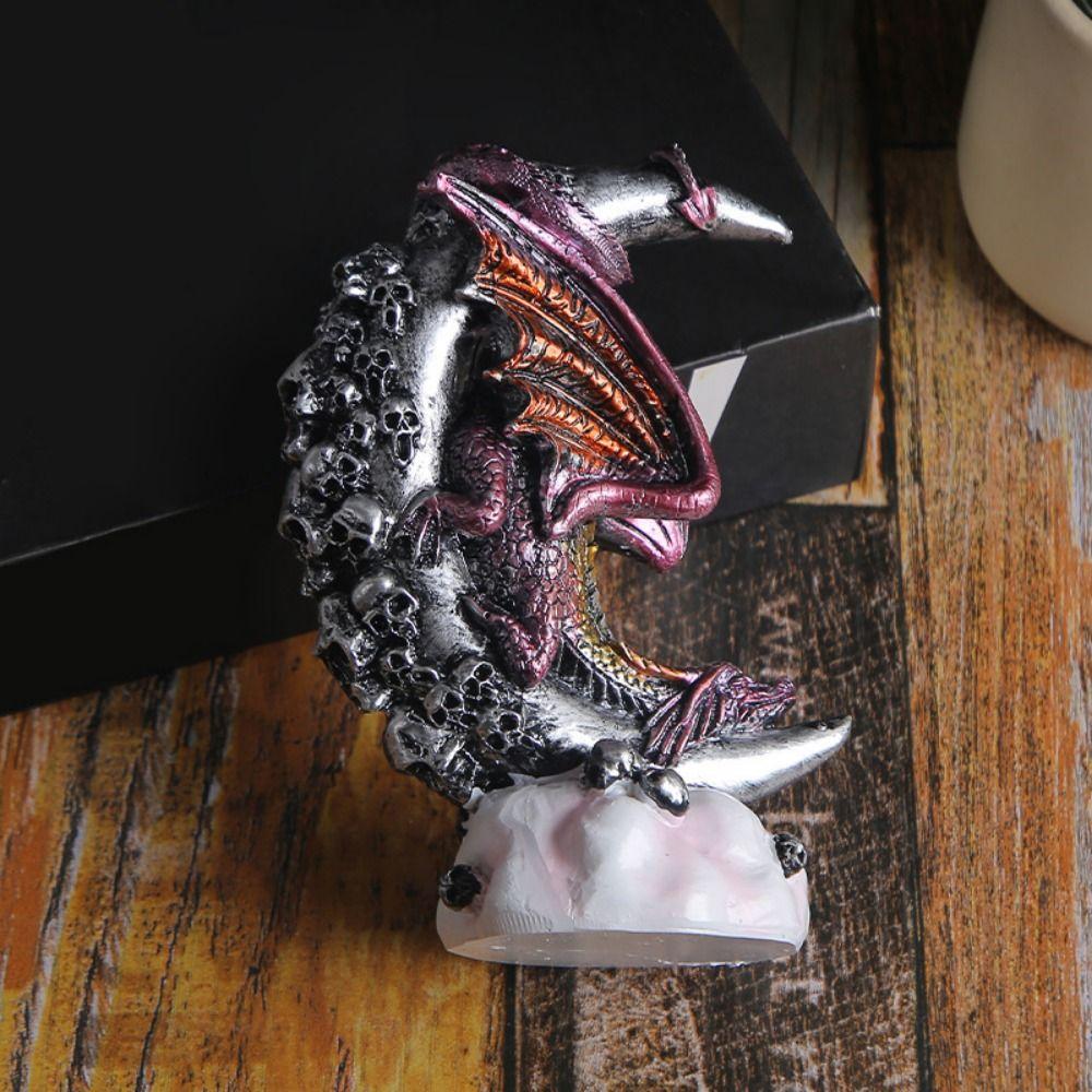 Moonlight Shaped Halloween Skeleton Moonlon Unique Moonlon Dragon Ornaments Garden Decor