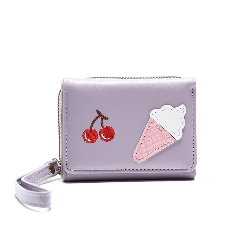 Wallet Women's Short New Ice Cream Cherry Simple Large Capacity Change Bag WaIIet