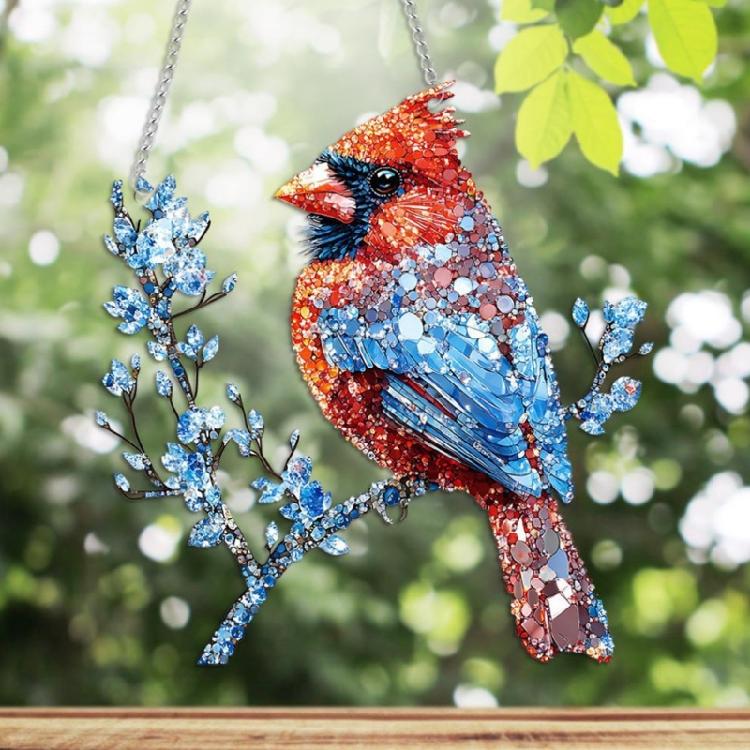 Stained Acrylic Wall Art 2D Colorful Bird Design Window Hanging Ornament Home Office Store Decoration Compacts Size
