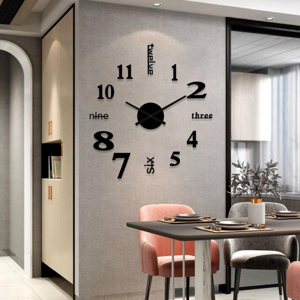 New Frameless Wall Clock Wall Mechanism Wall Decoration Digital Wall Clock DIY Home Silent Clock Living Room Office