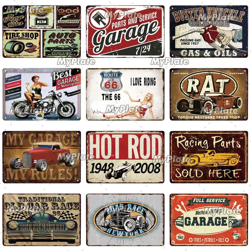 Hot Rod Garage Vintage Metal Sign Tin Sign Vintage  Decoration Plaque Home Wall Decor Bar Sign Home Decor Poster Drop Shipping
