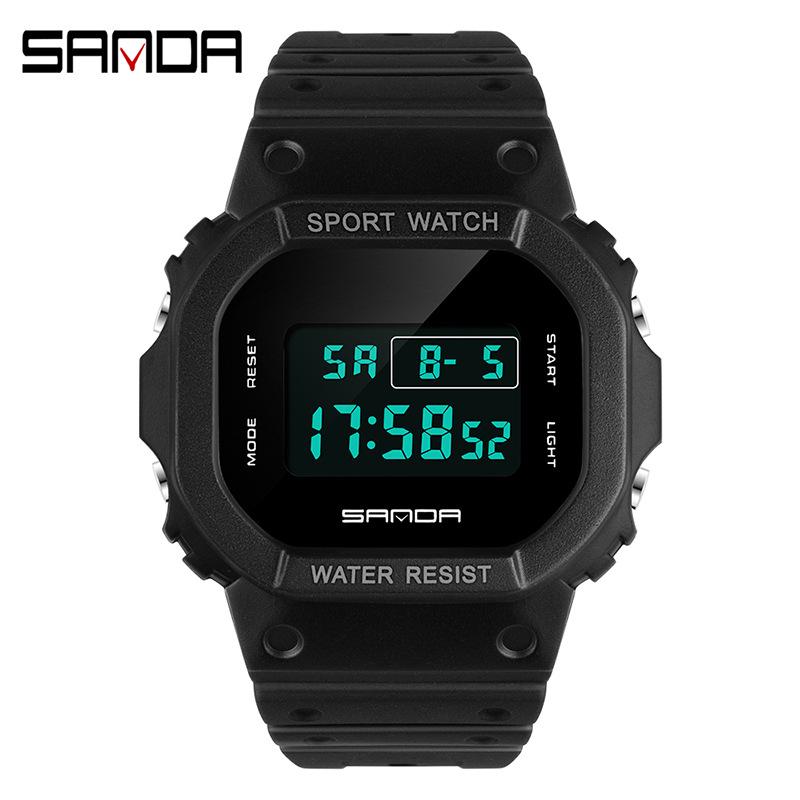 Sanda Multifunctional Waterproof Luminous Square Sport Watch - Fashionable Student Wristwatch