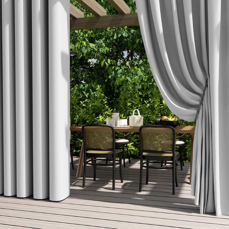 Solid Color Exterior Curtain Suitable  Waterproof Oxford Cloth Privacy Grommet Curtain For Gazebo Front Porch Pergola Patio