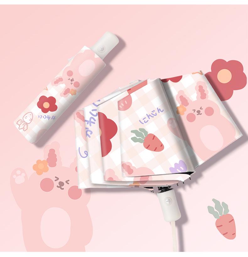 Cartoon Sunny & Rainy Dual-Use Auto Folding Umbrella for Adults & Students
