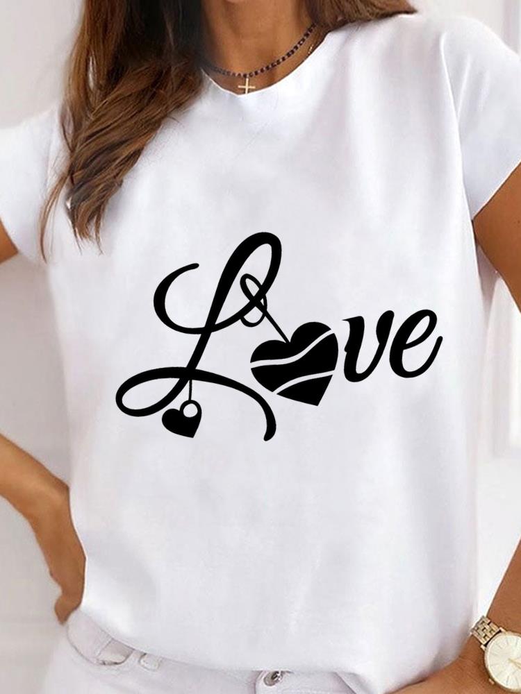 (Asian Size) sweet letter cute 90s Clothing Shirt Women Printed Lady Casual Short Sleeve T Tee Top Fashion Female Graphic T-shirts