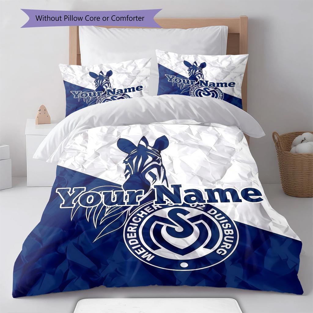 Msv Duisburg Custom Name Pattern Bedding Quilt Set Quilt Cover Pillowcase Home Birthday Gift(1 * Duvet Cover + 2 * Pillowcase, Without Core)