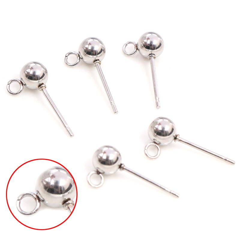 30pcs 3/4/5/6mm 316 Stainless Steel Gold Pin Findings Stud Earring Basic Pins Stoppers Connector For DIY Jewelry Making Supplies