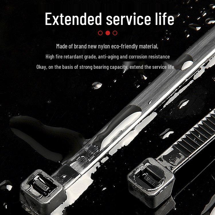 Nylon Self-Locking Cable Ties, 4*200mm, Strong Tensile Strength, Black and White, Plastic Bundling Straps